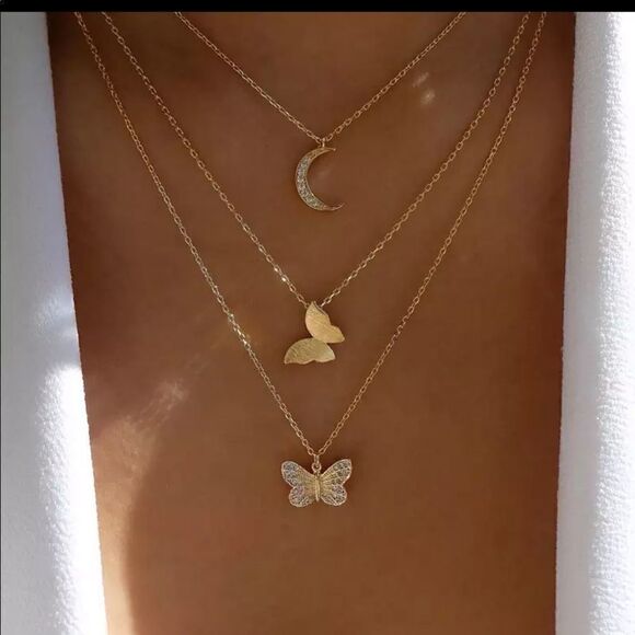 Necklace triple layered Zinc Alloy Rhinestone - Picture 1 of 7